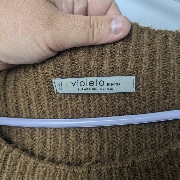 VIOLETA By MANGO Plus Size Crewneck Women Size XXL Brown Color Soft - Picture 4 of 10
